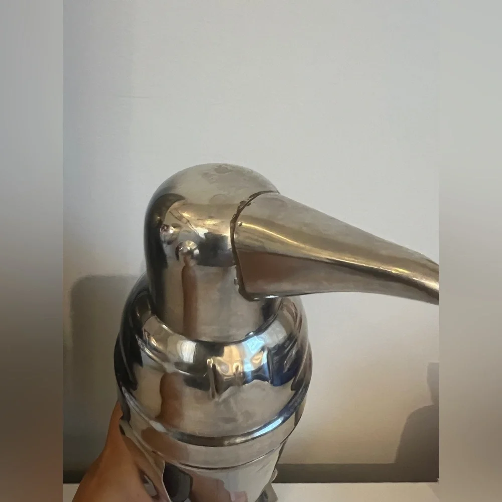 Pottery Barn Viski Penguin Cocktail Shaker with Strainer, Stainless Steel - Picture 2 of 12